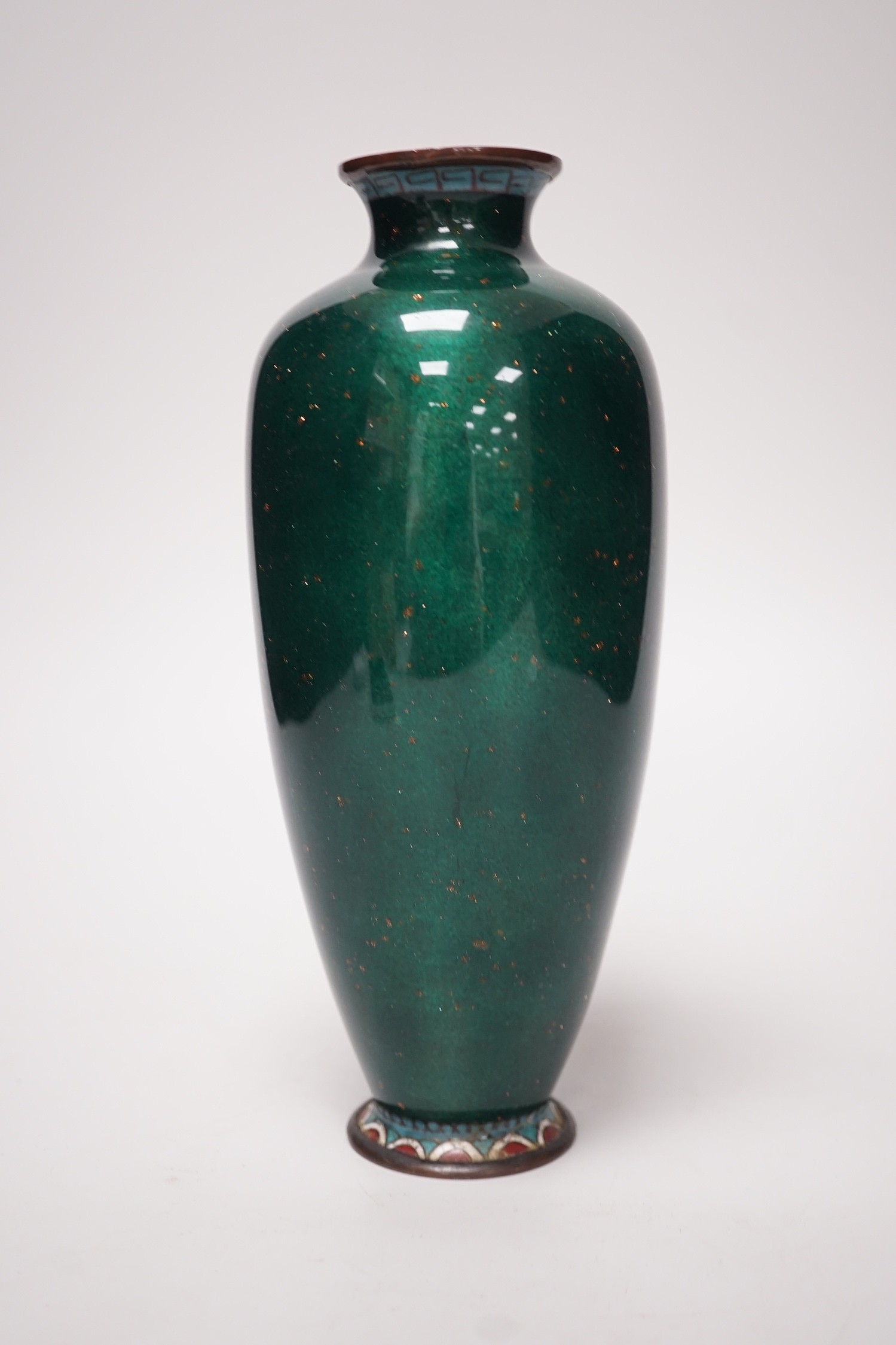 A Japanese cockerel cloisonné enamel vase. 24cm high